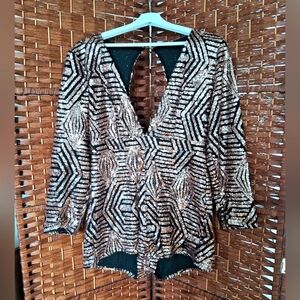 Sequins Geometric Patterned Romper